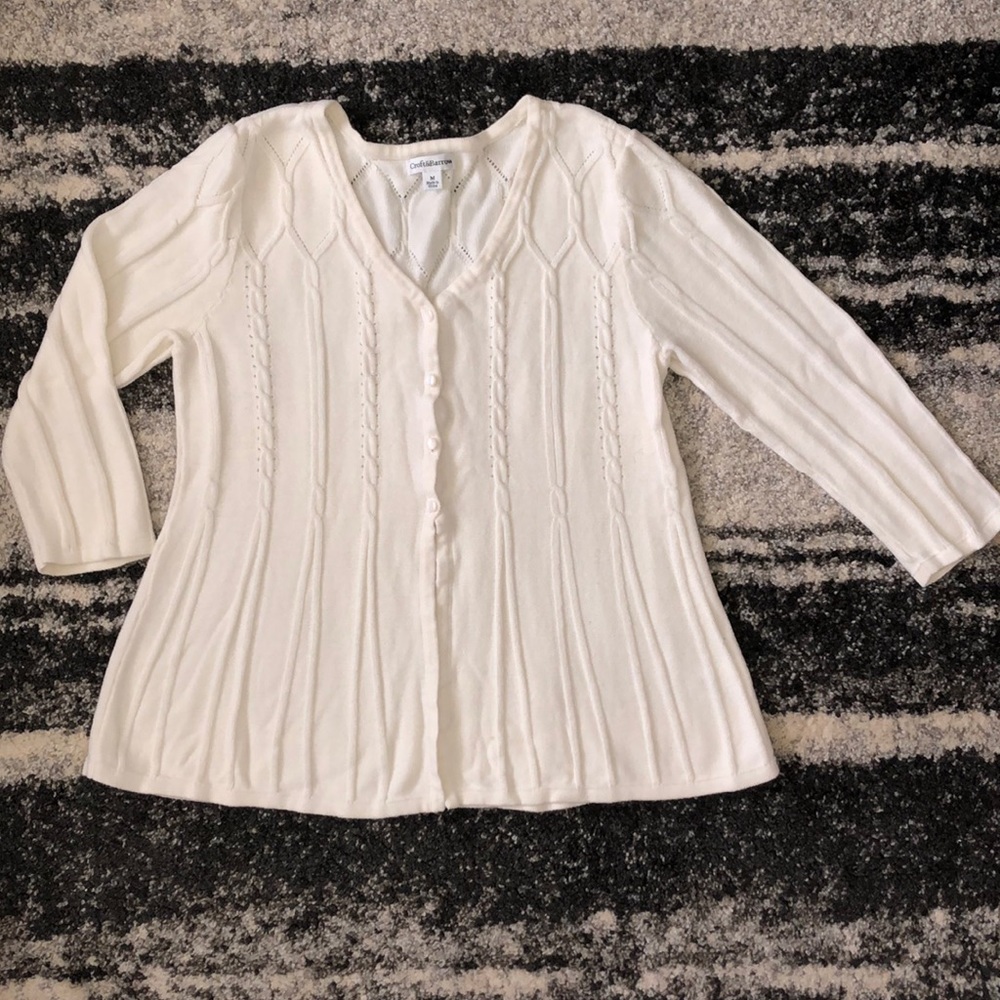 Croft & Borrow white cropped cardigan